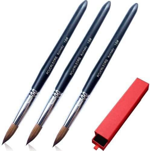 PCUORLEORS Kolinsky Acrylic Nail Art Brush with Round Wooden Handle 100% Pure Kolinsky Sable Hair for UV Shaping Gel Drawing