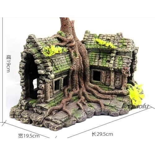 Fish tank rockery landscaping tree house aquarium decoration, creative wooden house decoration fish tank decoration