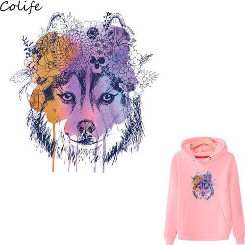 Watercolor Wolf Appliques Badges Clothing Deco Washable Heat Transfer New Design Diy Accessory Iron On Patches