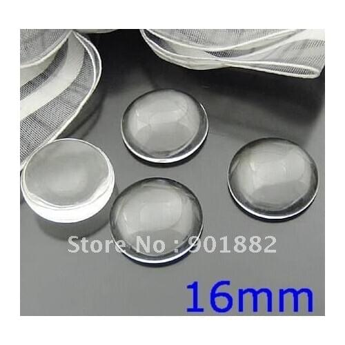 Free shipng~! 100pcs/lot 16mm clear domed magnifying round cabochon glass cameo, photo jewelry pendant inserts