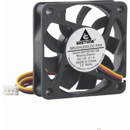 100 Pieces Gdstime 60mm x 15mm 3Pin 12V DC Brushless Cooling Fan 60x60x15mm 6cm PC Case CPU VGA Chip Cooler Three Wires
