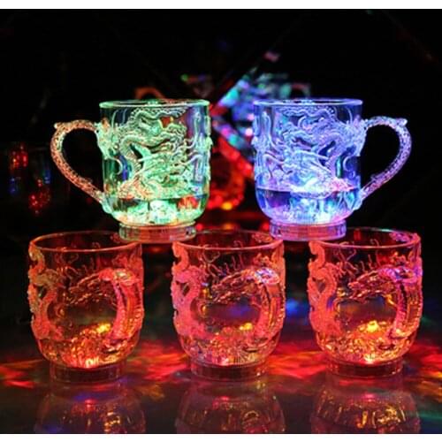 Glowing Cup Adding Water to Bright LED Flash Cup Colorful Induction Color Changing Cup Gift New Dragon Cup