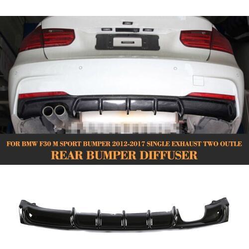Black Car Rear Bumper Diffuser Lip spoiler for BMW 3 Series F30 M Sport Bumper 2012-2017 Single exhaust two outlet ABS