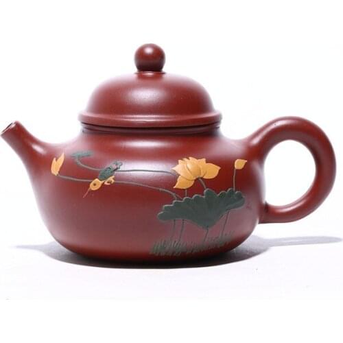Yixing Original Mine Dahongpao Purple Clay Teapot Handmade Lotus Teapot Household Tea Set Chinese Gift