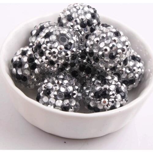 Kwoi vita New Colorful 100pcs/lot 20mm black/silver/clear rainbow color Chunky Resin Rhinestone Ball Beads for Chunky