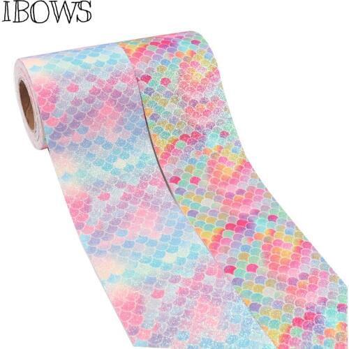 2Yards/roll) 3''(75mm)Mermaid Glitter Ribbon Shiny Leather Fabric DIY Hairbows Accessory Gift Package Handmade Material