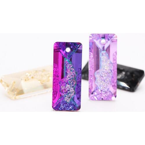 Fashion 11x26mm Rectangle Crystal Cave Pendant Rhinestones Jewelry Necklace Earring Making Pointback K9 Glass Crystal Decoration