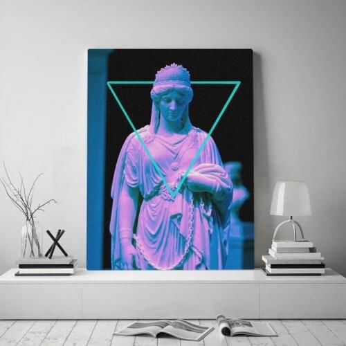 Synthwave Fashion Sculpture Modern Poster Wooden Frame Canvas Painting Wall Art Decor Room Study Home Decoration Framed Prints