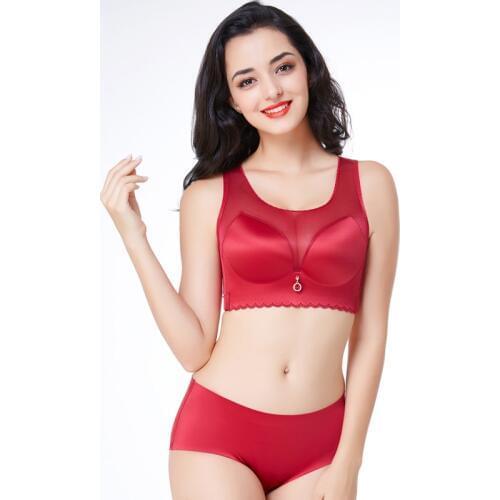 Fashion sexy smooth seamless gathering adjustable large size bra set