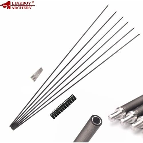 6Pcs 32 Inches X10 Carbon and Aluminum Hybrid Set Arrow Spine 400-800 Outer Diameter 5.2mm +/-0.001 Inner-type Tips for Archery