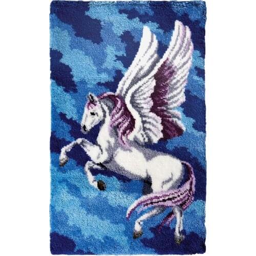 Latch Hook Kits with Printed Pattern on Canvas DIY Rug Embroidery Set Crocheting Arts Crafts for Kids and Adults Hobby Decor