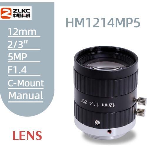 5MP Industrial camera Lens 12mm 2/3" C Mount Machine Vision fixed focal length lenses manual Iris Lens