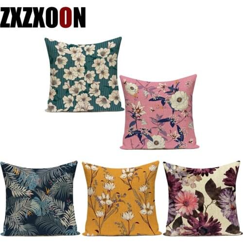 Polyester Decorative Throw Pillows Case Tropical Plant Flowers Animals Parrot Cushion Cover for Sofa Home Living Room