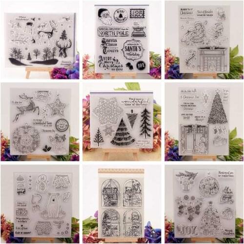 20 styles Christmas Santa Tree House Transparent Silicone Clear Stamps for Scrapbooking DIY Paper Card Making Decorative Craft