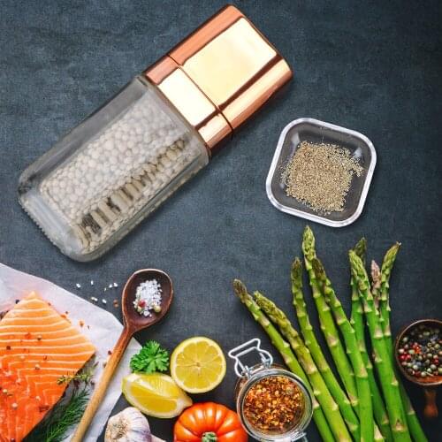 Manual Salt Pepper Mill With Adjustable Ceramics Rotor Gadgets Rose Gold Glass Bottles Spice Jar Containers Herb Grinders