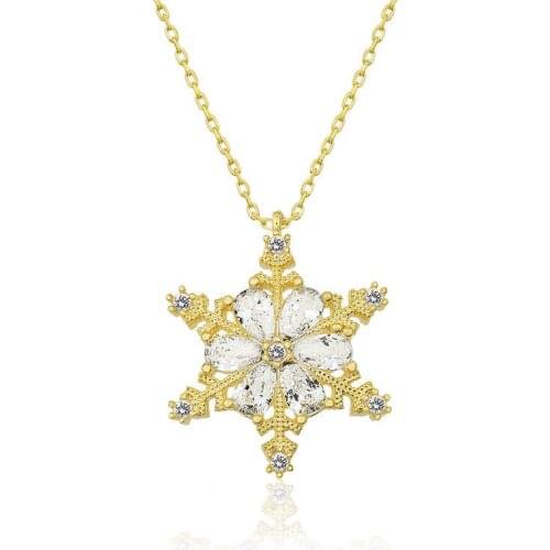 Silver Gold Snow Flower Lady Necklace