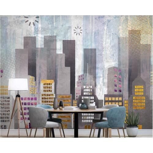 Modern simple abstract city architecture golden 3d wallpaper murals papel de parede for living room sofa TV wall bedroom kitchen
