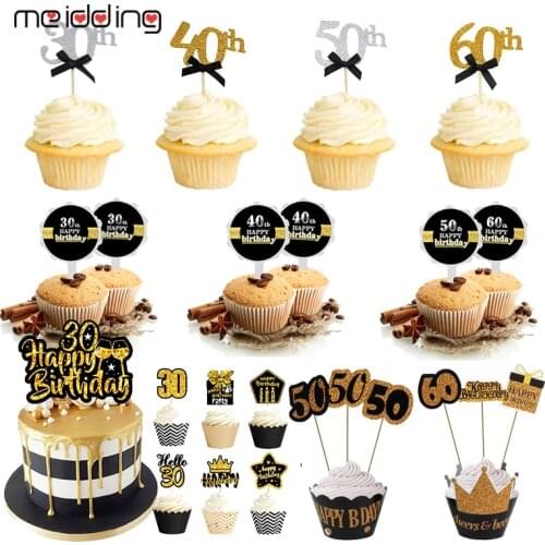 Cupcake topper 30 40 50 60th Birthday party Adult 40th birthday parties cake decorations Cake wapper 30st Anniversary decor