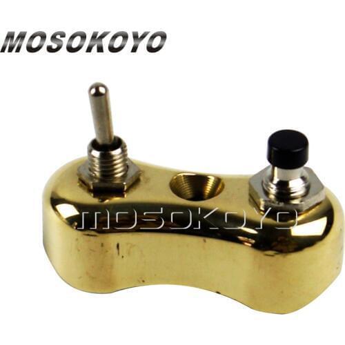 Vintage Brass 7/8" 1" Handlebar Switch Push Button 22mm/25mm On/Off Retro Mini Bar Switch for Harley Cafe Racer BMW Chopper