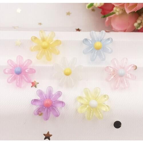 Shiny Colorful clear candy color Daisy flower Flat Back Cabochon rhinestone Miniature applique Home ornament craft DIY scrapbook