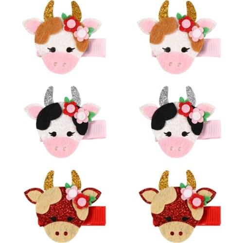 10pcs/Lot Cartoon Kids Girls Taurus Hairpins Cute Flower Children Hair Clip Animal Sequin Hair Accessories Barrette