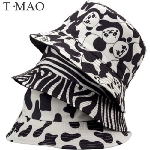 T-MAO Women‘s’ Bucket Hat Fisherman Hat Double-side Embroidery Print Fashion Mens Caps Sun Hat Leisure Sunshade Beach Fishing