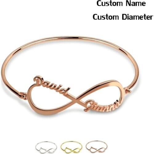 Custom Inifinity Name Bangles Jewelry For Women Men Personalized Letter Bracelet Hot Fashion Mum Girlfriend Lover Gift