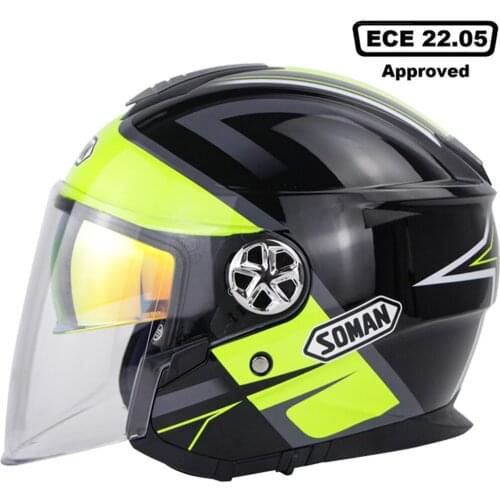 SOMAN ECE Approved Motorcycle Helmet Double Lens Casco Moto Summer Open Face Scooter Helmet Motorbike Racing Helmet S-2XL