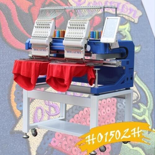 10 Years Service ! Portable Two Head Embroidery Machine T-shirt Flat Rotary Hook Computerized like Brother SWF Multi Embroidery
