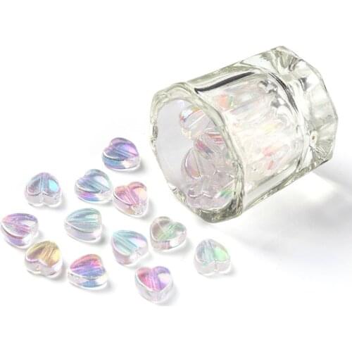 100PCS Multicolor Love Heart Lampwork Beads Czech Glass Loose Spacer Beads for Jewelry Making Hairpin Handmade Diy Accessories