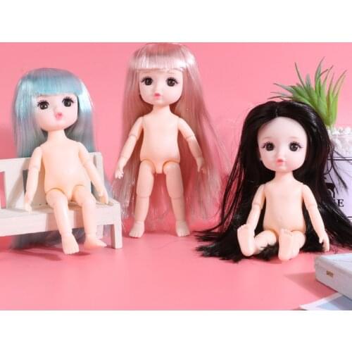 16cm Heigh Pouting Doll Cute Baby Doll Nude Body with Free Shoes 13 Joint Doll Toys for Children