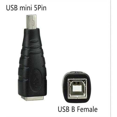 2pcs Mini USB 5pin male to USB 2.0 B Type Female Printer Scanner Adapter connector M/F High quality usb 2.0 Mini USB to USB