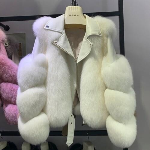 2021 new 100% Natural Fox Fur Coats Thick Warm Winter Real Fox Fur Coat Women Short Genuine Sheepskin Leather Jacket Streetwear