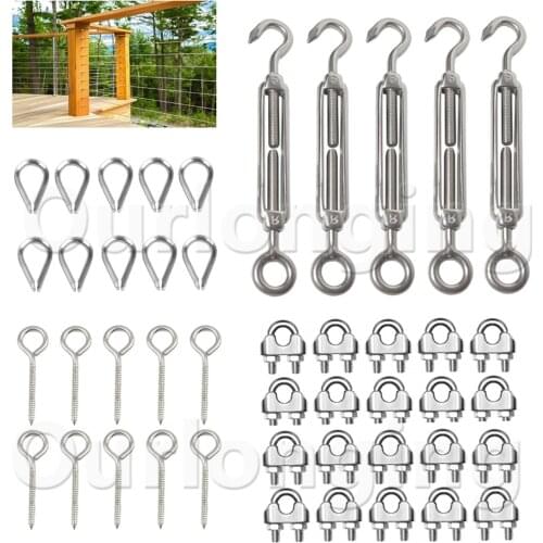 316 Stainless Steel Cable Railing Kits Hanging Part For Stair Posts Deck Railing Garden DIY Hardware Fitting 1/8 Inch Wire Rope