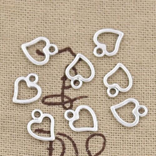 50pcs Charms Heart 10x8mm Antique Pendant fit,Vintage Tibetan Silver color,DIY Handmade Jewelry