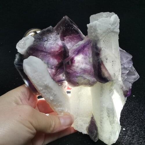 996g,Large grain, rare octahedral dream fluorite and crystal paragenetic mineral specimen QUARTZ GEM furniture decoration