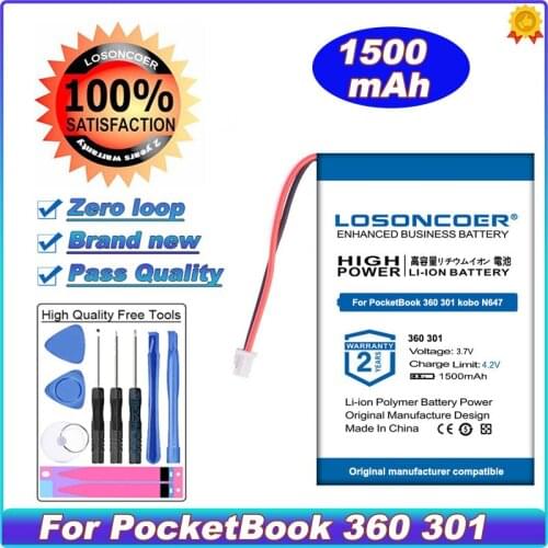 LOSONCOER High Capacity 1500mAh Battery For PocketBook 360 PocketBook 301 , 301 Plus 601 kobo N647 Battery
