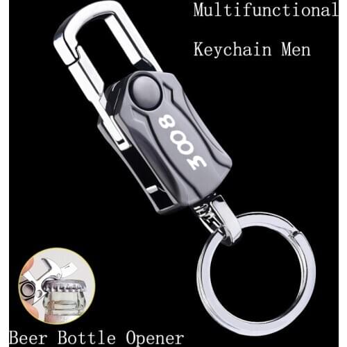 Car Key Chain With LOGO car Keychains Alloy Car Multifunction Keyring For Peugeot 3008 Peugeot gt line Car trinket accessories