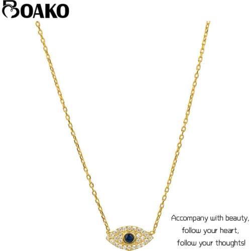 BOAKO Eye Diamond Chain 925 Sterling Silver Necklace For Women 2020 Jewelry Initial Chain Choker Necklace Collares Bijoux Collar