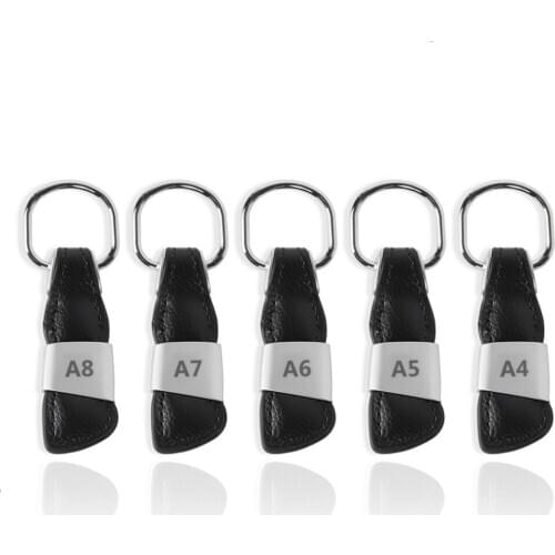 1PCS Car Leather Metal Emblems Logo Keychain Key Ring Accessories For AUDI A3 A4 A5 A6 A7 A8 Q3 Q5 Q7 TT