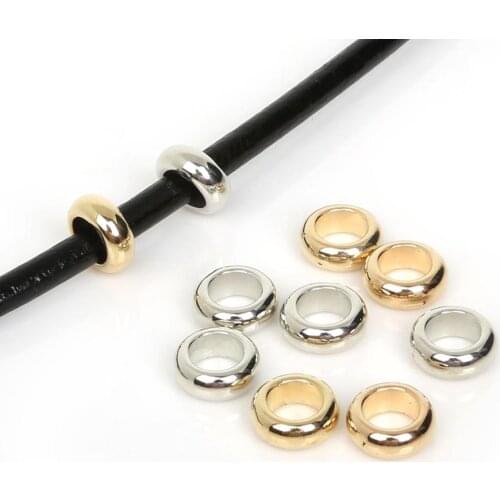 50pcs/lot 12X4.5mm Round CCB Beads 6MM Big Hole Loose Beads For Jewelry Making Findings Necklace Bracelet Earrings