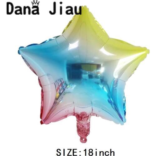 DanaJiau New gradually changing color Pentagram start ball balloon Happy birthday letter set baloon pink blue yellow inflate toy
