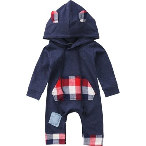 Newborn Baby Boy Girls Kids Long Sleeve Romper Hooded Jumpsuit Warm Clothes Outfits
