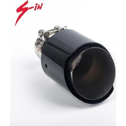 Exhaust Muffler Tip Carbon Fiber Glassy Matte Straight 20Pcs Logo Customization Clamp Buckle Stainless Steel Muffler