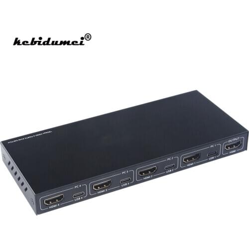HDMI-compatible Type C KVM Switch Box 2/4 Port 4K Video Display USB C Switch KVM Splitter Box for Sharing Printer Keyboard Mouse