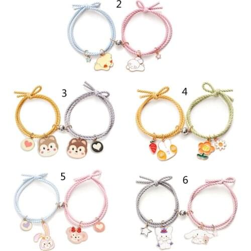 Cute Cartoon Couple Bracelet Magnetic Bracelet Mutual Attraction Magnet Matching Bracelets Rope Braided Bracelet for Women Men