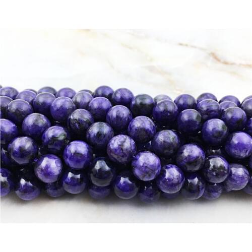 Fashion Deep Purple Charoite Loose Beads Stone Natural High Quality Smooth Quartz Hole Bead Gem For Making DIY 6 8 10 mm Jewelry