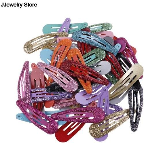 Fashion Hair Clips Snap Glitter Hairpins Women Hair Barrette Metal Claw Clip Cute Kids Hairgrip Girl Hair Accessories 10pcs/lot