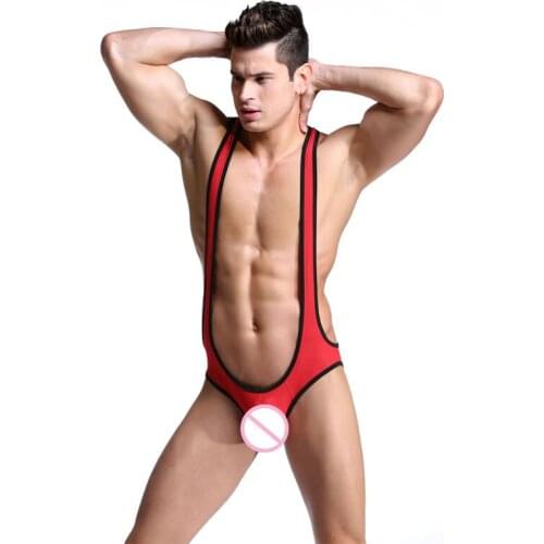 Men Sexy Mesh Bodysuit Wrestling Singlet Open Butt Jumpsuit Suspender Jockstrap Bodywear Undershirt