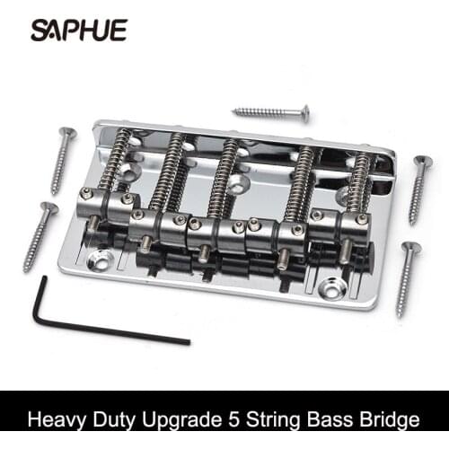 A Set Left handed 5 String Flat Saddle Single Tremolo Bridge System for Electric Guitar Chrome Black